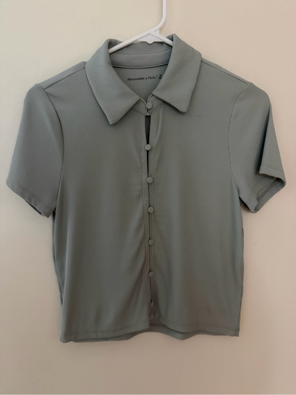 {Abercrombie & Fitch}-Size: M- Light Blue Ribbed Button-Down Polo Shirt